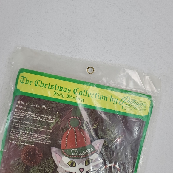 Vtg Paragon Needlecraft KITTY STOCKING 6274 Kit - Virgina Ballman - Picture 9 of 10